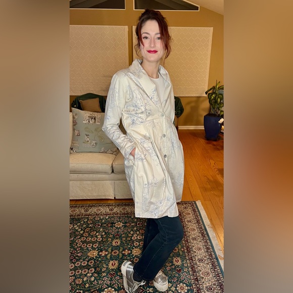 Spirit House Blue Gray Ivory Coat Size Small - Picture 1 of 10